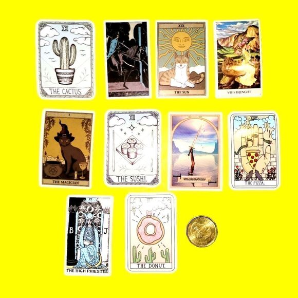 3/$20 Brand New 10x Funny Tarot Card Waterproof Stickers #2 - Picture 1 of 1